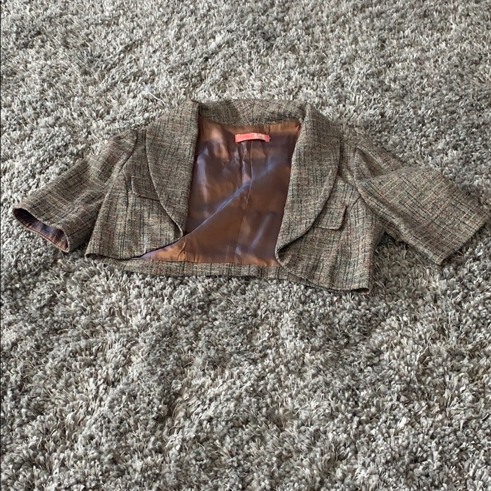 Brown crop suit coat